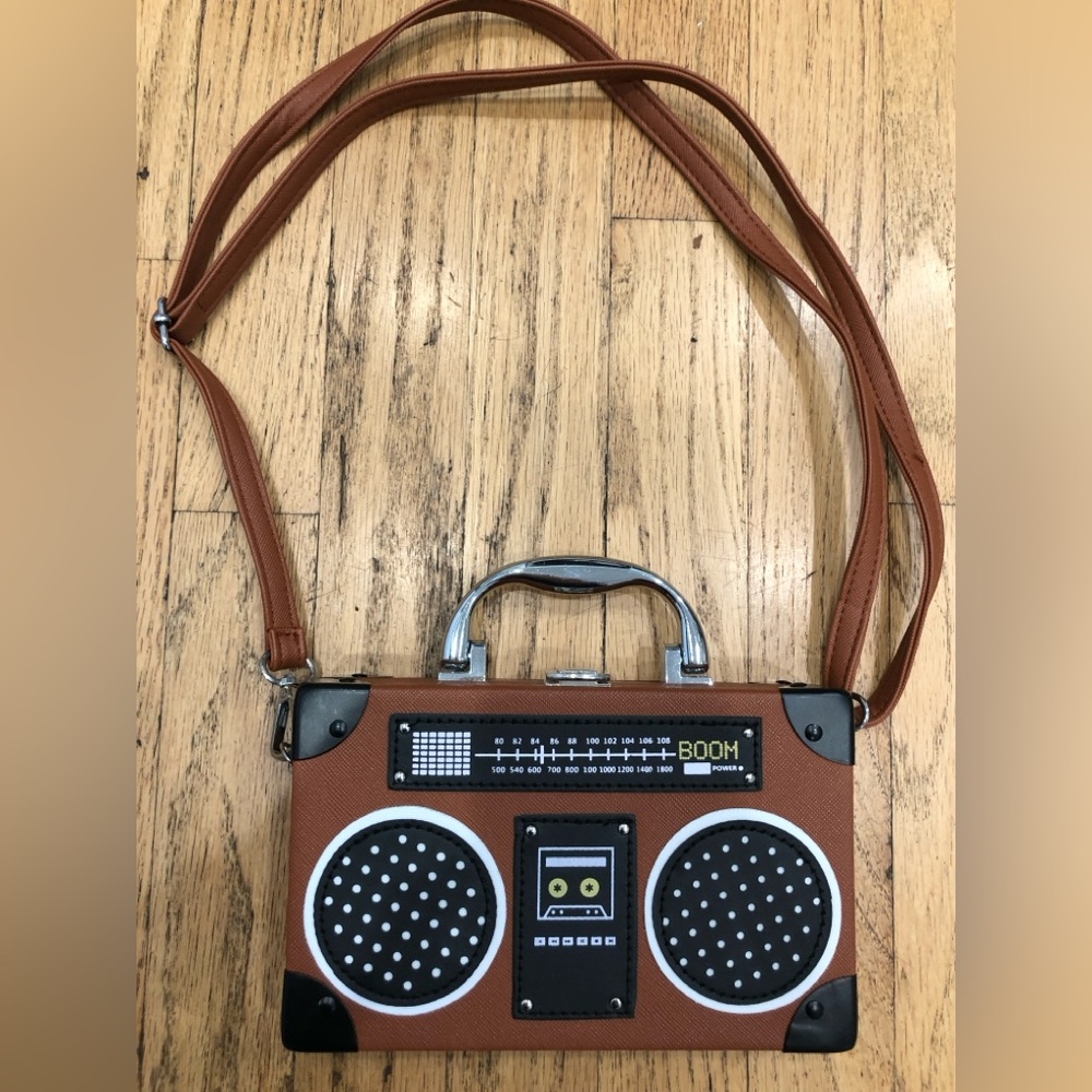 Brown Retro Boombox Crossbody Bag